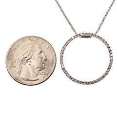 Classic 14K Solid White Gold 1/2ct TW Natural Diamond Circle Pendant