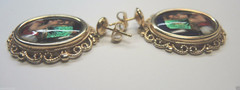 Antique Art Deco French Enamel 13K Yellow Gold Earrings 12.2Gm 1.11″x.90