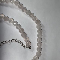 Necklace Choker Rose Quartz Cultured 7mm Pearl Sterling Italian Unused Faceted