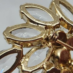 2.5″ Vintage Clear Navettes and AB Rhinestone Brooch Floral