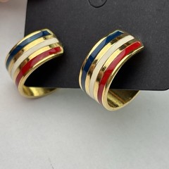 Vintage Avon Earrings American Glory Enamel Huggie Hoop Pierced Patriotic