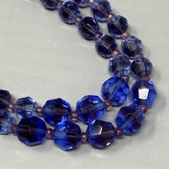 VTG Marvella Czech Glass Beaded Necklace Cobalt Blue Purple Coated Stunning 15″