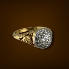 Vintage Art Deco 18K Gold Platinum Top Diamond Halo Ring 0.33 CTW Size 5.5