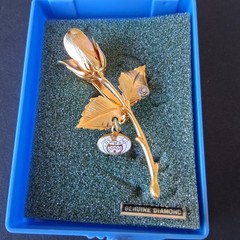 Vintage Gold-Tone Rose Brooch Pin with Order of the Amaranth Charm O.S. of N.A.