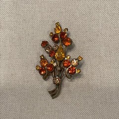 Lot Of 3 Vintage Brooch Pins All Prong Set Rhinestones 1 Signed Austria Flowers