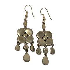Topaz Faux Pearl Cabochon & Rhinestone Dangle Drop Earrings Vintage 2.5 Inches