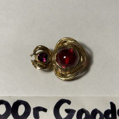 Vintage 14K Yellow Gold Rhodolite Garnet Spider Beetle Insect Brooch Pendant