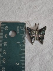 Vintage Taxco Mexico Sterling Silver Abalone Inlay Butterfly Brooch Pin TS-92
