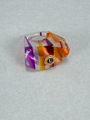 Lions International Abstract Raindown Ring Size 4.25 Vintage Lucite Modernist