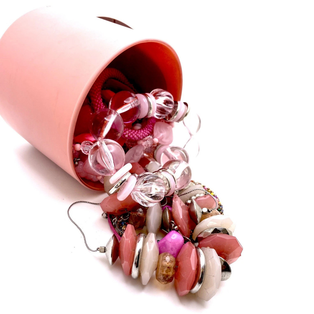 Mystery Vintage Modern Pink Theme Fashion Costume Mixed Jewelry Jar 1lb