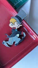 Vintage Handmade Wood Cartoon Mr. Magoo Looney Inspired Black Top Hat Man 3″ PIN