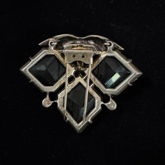 VTG Eisenberg Original Sterling Vermeil Fur Clip Uranium Glass Green Stones