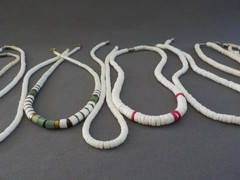Vintage Shell Disc Necklace Bead Jewelry Mixed Lot 9 Used Wearable Barrel Red