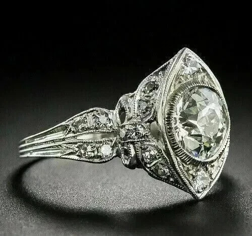 Timeless Old European Style LabCreated Diamond Circa Engagement 14K Gold FN Ring