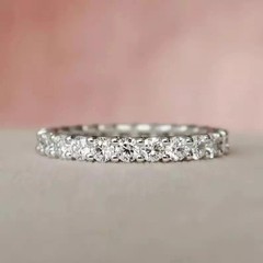 1.20t Round Cut Lab Created Diamond 925 Silver Engagement/Wedding Eternity Band