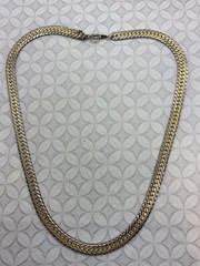 Medici Gold Silver Tone Thick flat Snake Chain Necklace Vintage textured
