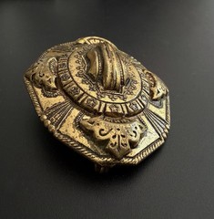 Victorian Revival Gold Tone Sash Pin Brooch Ornate Oval Statement 2.5in Vintage!