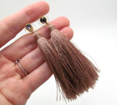 Vintage Sugarfix Facet Purple & Mauve Pink Tassel Threaded Long Earrings