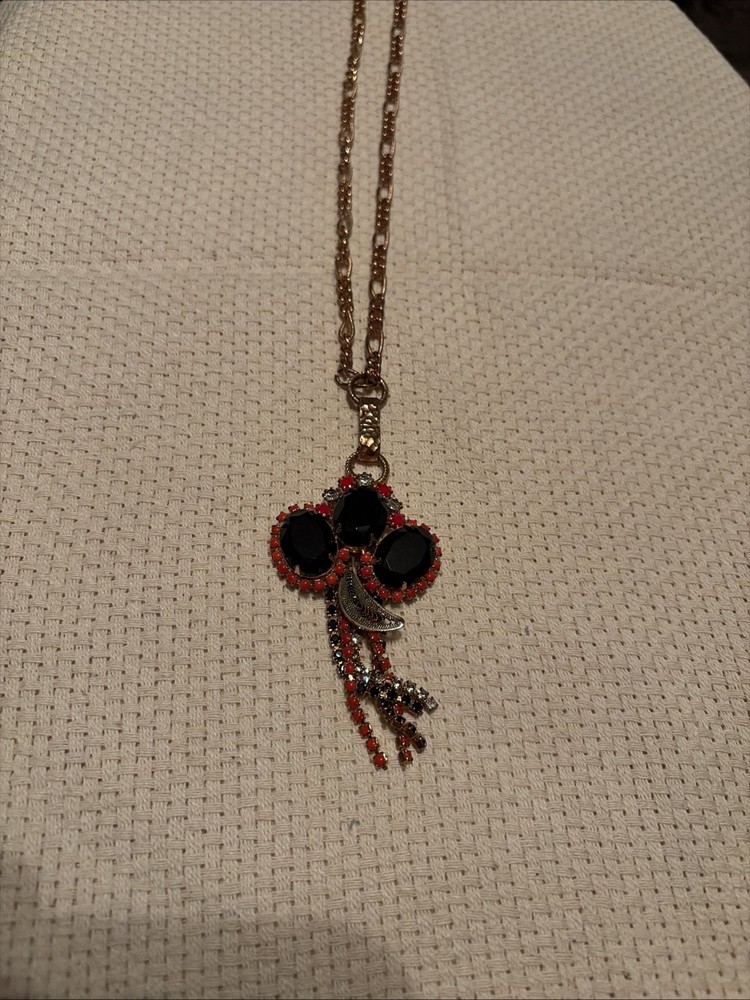 Woman’s Vintage Copper Rhinestone Necklace Measuring 22 Inch