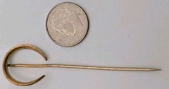 Antique Victorian Horseshoe Shaped Stick Pin Goldtone 2.5 Inches