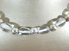 VTG 925 STERLING SILVER CRYSTAL & STERLING BALL BEAD 17″ NECKLACE