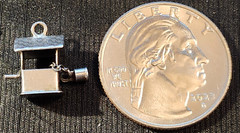 Vintage Sterling Silver KINETIC WISHING WELL #1 Bracelet Charm , 1.16g, 7/16 in