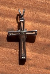 ATI ANNIKA WITT Sterling Silver Vtg Tapered Baguette Clear CZ Cross Dove Pendant