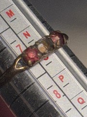 Vintage Gold Filled Ring Red Stones Missing Center Stone Estate Jewelry Size 7
