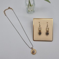 Brighton Necklace Earring Set Gold/Sliver Tone Pendant Boho Chic Happiness