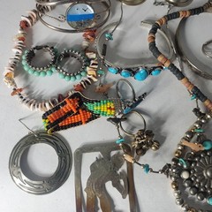 Vtg Silver Plated Alpaca Mixed Metals SOUTHWEST Jewlery Lot Collection 20 Pcs