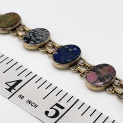 VTG 1950s Symmetalic 1/20 14k Gold on 925 Silver 7.5″ Multi-Gemstone Bracelet