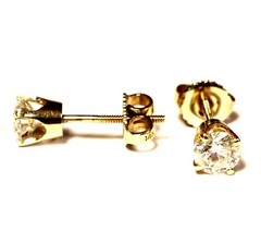14k yellow gold 1.00ct I2 I round diamond stud earrings 1.5g screw backs estate