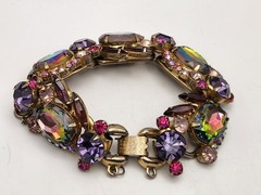 Vintage Juliana D&E Purple Watermelon Heliotrope 5 Link Bracelet Verified