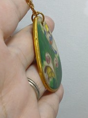 Vintage Cloisonné Enamel Floral Pendant Necklace 24″