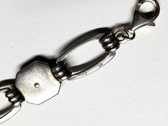 Vintage Art Deco Victor Mayer Silver Good Luck Bracelet Mahogany Wood Panel