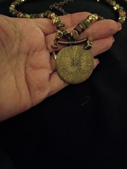 Vintage Chicos Beaded Statement Necklace with Stone, Beads.Metal