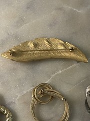 Vintage Mid Century Modernist Brooch Lot 5pc Signed Gerry’s Abstract Gold Silver