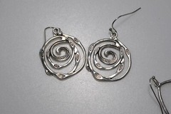 LOT Pierced Earrings Dangle Drop Silver Tone scroll hoop wire MN10