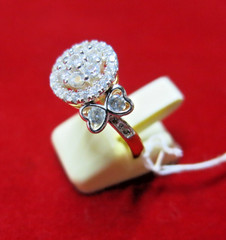 Cluster Sparkly CZ Bow Ring – Micron Gold Plated, Adjustable Size 7.5