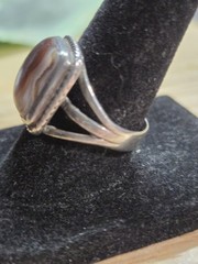 Vintage Sterling Silver Banded Agate Sardonyx Southwestern Artisan Ring Size 7