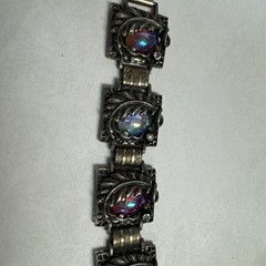 Vintage Linked bracelet Carnival Glass