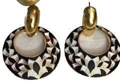 Lot of 5 Pairs of Vintage Estate Black & Gold Themed Pierced Earrings Variety