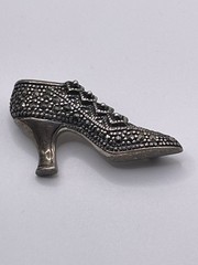 Vintage Sterling Shoe Pin Marcasite Silver Signed FAS