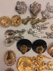 Vintage Earring Jewelry Lot Signed Unsigned Lots Of Rhinestones