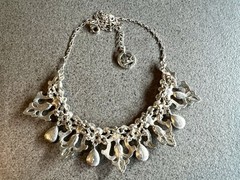 Gorgeous Vintage Trifari Crystal Tear-Drop Dangle Statement Necklace Excellent￼
