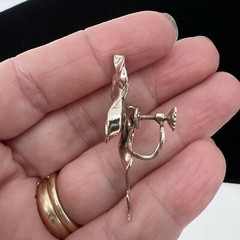 Vintage Gold Vermeil Ballerina Dancer Screw Back Earrings 1.5″ Made in Mexico