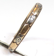 Antique Art Deco 14K 18K Yellow Gold Engraved Wedding Band Ring Size 5 UK-J1/2