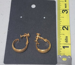 Vintage Gold Toned Textured Clip-On Hoop Earrings Pat.No 3176475
