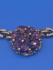 Vintage Barclay Purple Rhinestone Necklace – Gold Tone Cluster Statement Jewelry