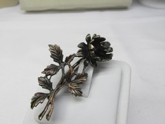 Vintage Jewel Art Sterling Silver Flower Shaped Brooch 2.5 Inches #575